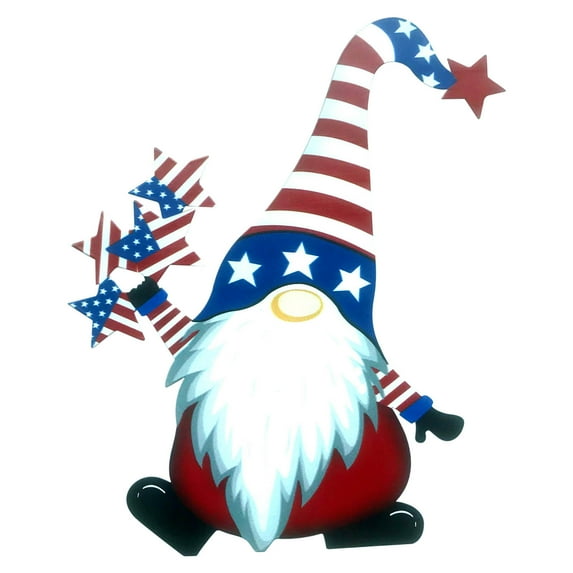 TOPRenddon 4th of July Decorations Outdoor – Patriotic Garden Gnome Stake for Yard, Porch & Balcony (Independence Day Red White Blue Weather-Resistant Iron Decor – Memorial Day Small Space Solution)