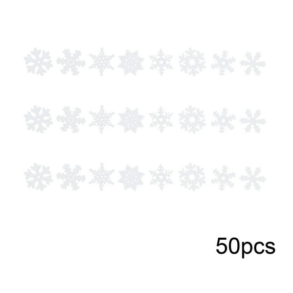 TOPRenddon 50Pcs Christmas Unfinished Wooden Snowflake Ornaments Snowflake Hanging Cutouts Blank Wood Slices Color Craft Embellishments for Xmas Tree Decorations