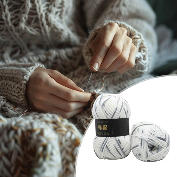 TOPRenddon 50g Milk Cotton Yarn for Crocheting Chunky Knitting Yarn Hat Scarf Sweater Crochet Wool