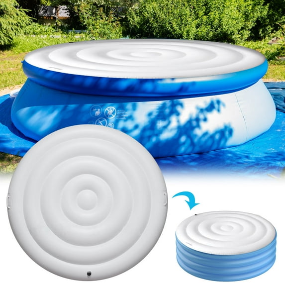 TOPRenddon 57-inch Insulated Inflatable Hot Tub Cover – Windproof Round Spa Cover with Handles for Energy Saving & All-Weather Protection (Fits 57-65” Outdoor Tubs)