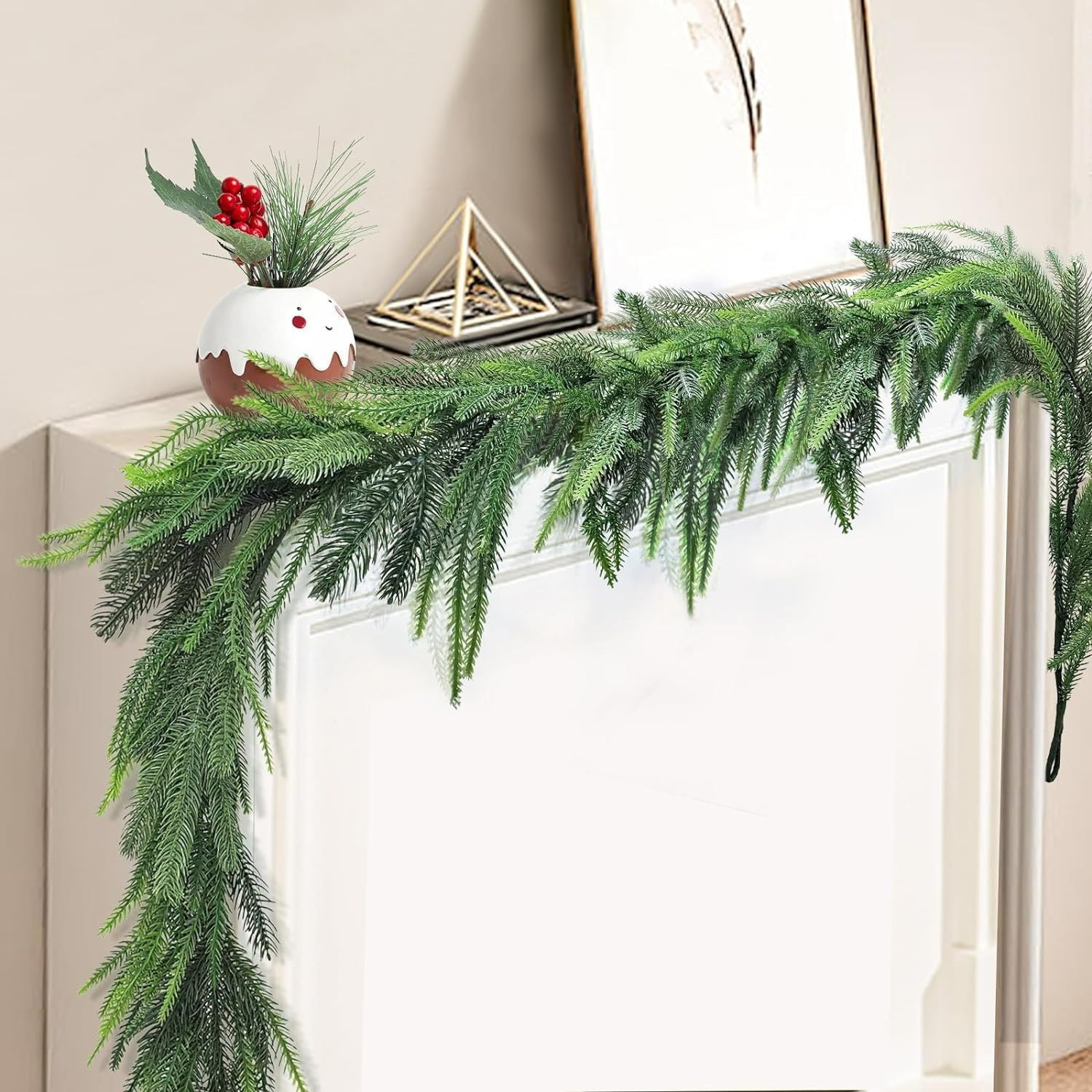 TOPRenddon 6.5ft Pine Garland Real Touch Pine Garland Artificial