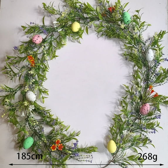 TOPRenddon 6 Feet Easter Garland for Spring Decoration, Easter Egg Garland with Pastel Eggs, Twigs and Berries for Mantle, Easter Garland for Home Indoor Decor