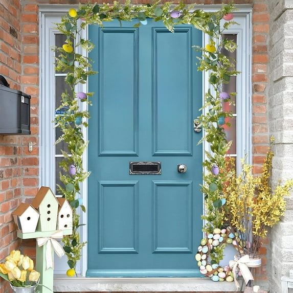 TOPRenddon 6 ft Easter Garland Artificial Garlands with Easter Egg Pastel Easter Egg Garland Decoration for Home Kitchen Mantle Fireplace Indoor Outdoor Holiday Easter Party