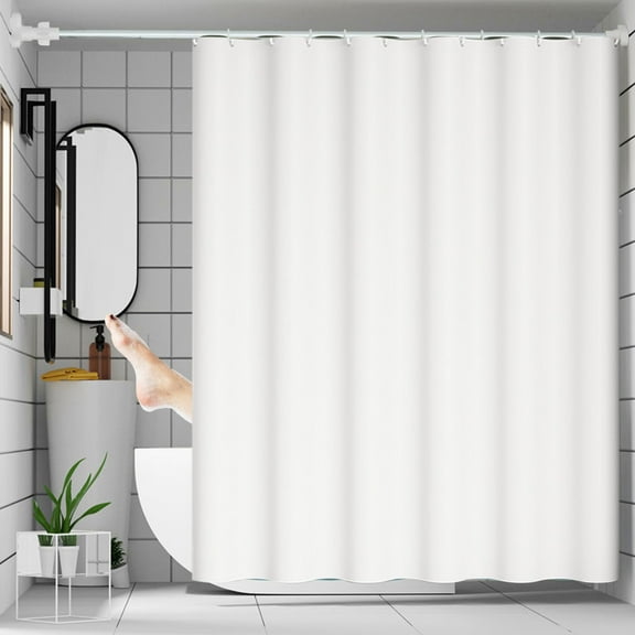 TOPRenddon 70x47 Inch Waterproof Shower Curtain - Printed Bathroom Curtain with Hooks, Quick-Dry EVA Fabric for Hotel/Dorm/RV, No Hole Needed Hanging Design
