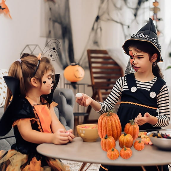 TOPRenddon 7Pcs Realistic Pumpkins Decoration Artificial Foam Pumpkin Ornaments Simulation Plant Models Indoor & Outdoor Home Decor for Halloween Thanksgiving