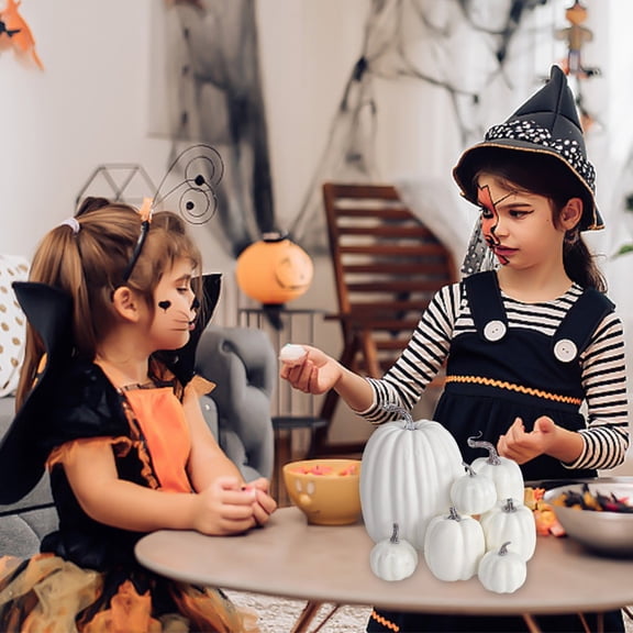 TOPRenddon 7Pcs Realistic Pumpkins Decoration Artificial Foam Pumpkin Ornaments Simulation Plant Models Indoor & Outdoor Home Decor for Halloween Thanksgiving