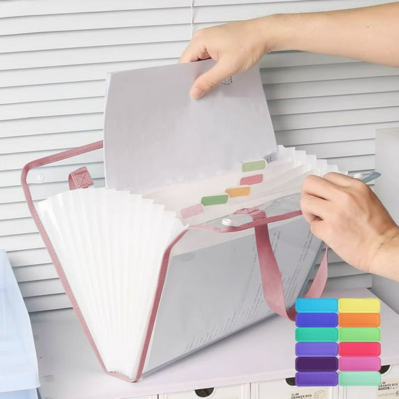 TOPRenddon A4 File Folders,13 Pockets File Organizer with Labels A4 Expanding File Vertical with Portable Receipt Document Organizer for Office School