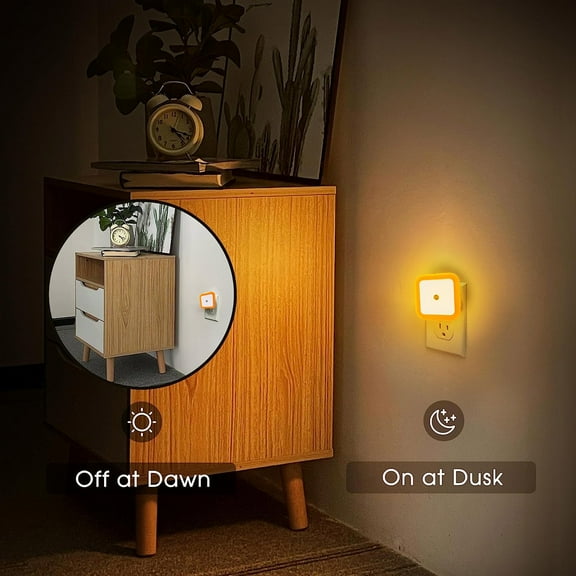 TOPRenddon Auto-Dimming Night Light Plug in Wall - Smart Dusk to Dawn Sensor LED for Baby Nursery, Bathroom & Hallway, Energy Efficient Warm White Safety Light
