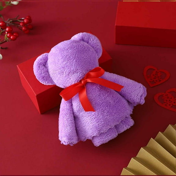TOPRenddon Bear Bath Towel Gift Soft Coral Fleece Hand Towels Bear Towel with Bags for Wedding Graduation Valentine's Day Baby Shower Birthday Souvenir Supplies, 11.8x23.6in