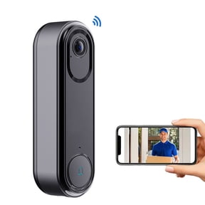 TOPRenddon Black Low-Power Wireless WiFi Smart Video Doorbell, HD Night Vision 2-Way Audio Doorbell with Independent Receiver, Home Security Monitoring Doorbell (4.2x1.2x1.1in)