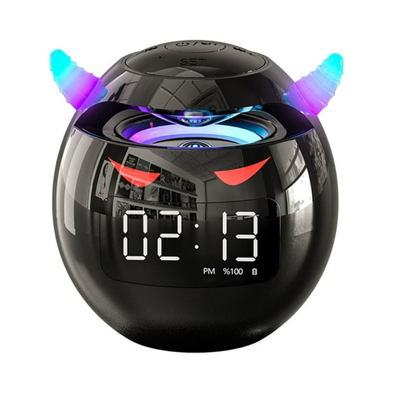 TOPRenddon Bluetooth Speaker Alarm Clock, Wireless Bluetooth Speaker with Loud Alarm Clock, Suitable for Home Decoration, Bedroom, Office, Gift