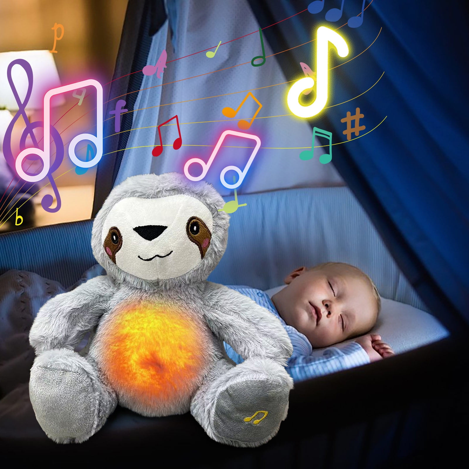 Kawaii Stitch Sleep Plush Toy With Calm Music, Lights & Breathing Effect – MINISO (2 Colors)