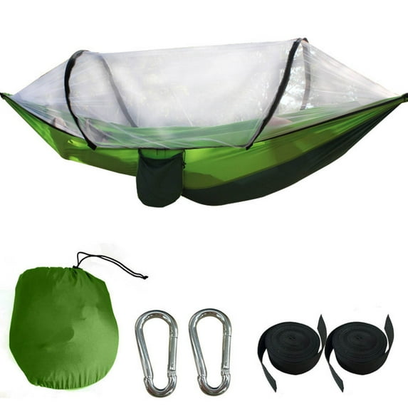 Double Camping Hammock with Mosquito Net - 661lb Capacity Portable Hanging Bed for 2 Person, Backpacking & Hunting - Includes Tree Straps, Carabiners & Storage Bag
