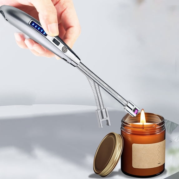 TOPRenddon Candle Lighters Windproof Electric Lighters USB Rechargeable 360° Flexible Neck Long Lighter with Safety Lock Flameless Plasma Arc Lighter for Candle Grill Aromatherapy Camping