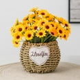 thumbnail image 1 of TOPRenddon Canvas Flower Basket with Artificial Flower Bouquet, Simulated Floral Arrangement, Mother's Day Easter Valentine's Day Gift, Home Kitchen Wedding Decoration, 1 of 7