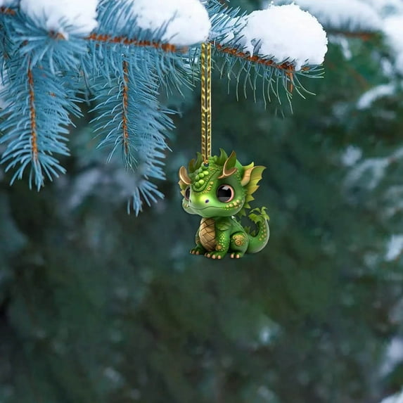 TOPRenddon Car Rear View Mirror Pendant Hanging Ornament Auto Interior Decoration,Flat Dragon Decorations Christmas Decorations Christmas Tree Acrylic Car Interior Decorations