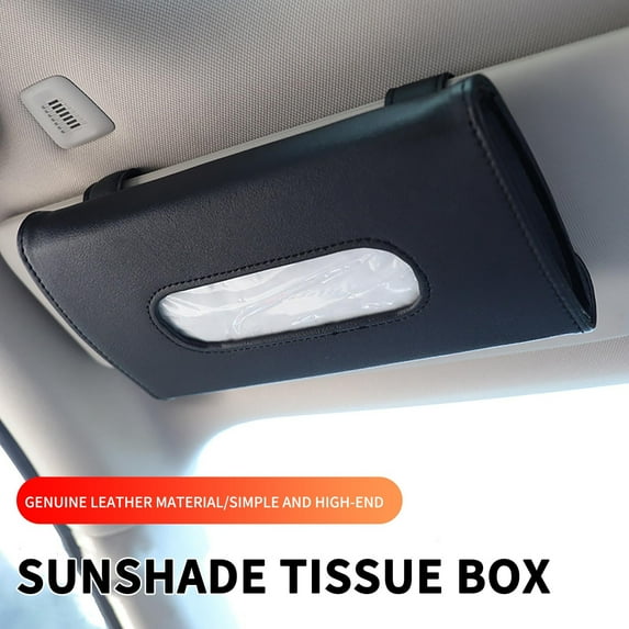 TOPRenddon Car Sun Visor Tissue Box,Antique PU Leather Tissue Box Holder Cover Rectangular Napkin Case Dispenser, Hanging Tissue Bag Paper Box Car Roof Paper Box
