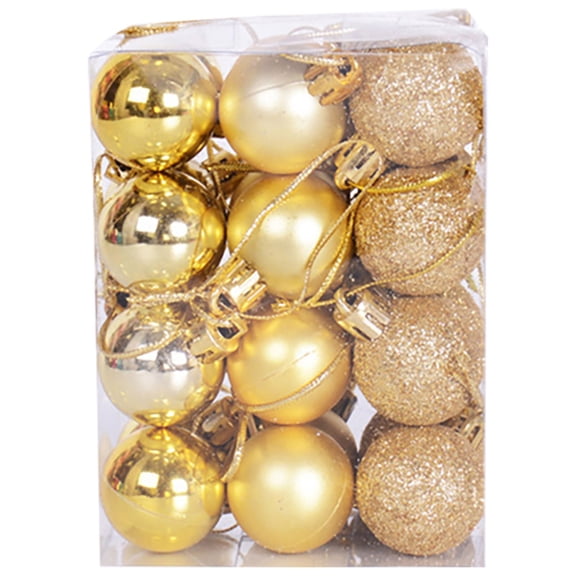 TOPRenddon Christmas Balls Ornaments 24pcs 1.57” Christmas Tree Theme Assorted Shatterproof Christmas Ball Ornament Set Indoor Decorations Festive Party Pendant Room Decor