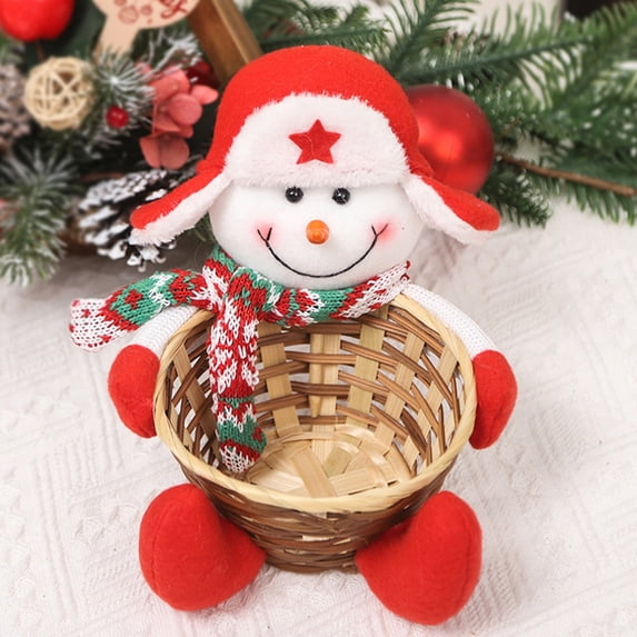 TOPRenddon Christmas Candy Storage Basket Santa Claus Reindeer Snowman Candy Basket Christmas Decoration Candy Bowl Dish Christmas Sugar Container for Kid Holiday Table Desk Decor Gift(Snowman)