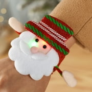 TOPRENDDON TOPReddon Christmas Children's Gifts Illuminated Santa Claus Snowman Clap Circle Bracelet Christmas Gift Slap Circle,Christmas Bracelets Bulk Light up Furry Slap Bands Glitter Snowman Elk and Bear