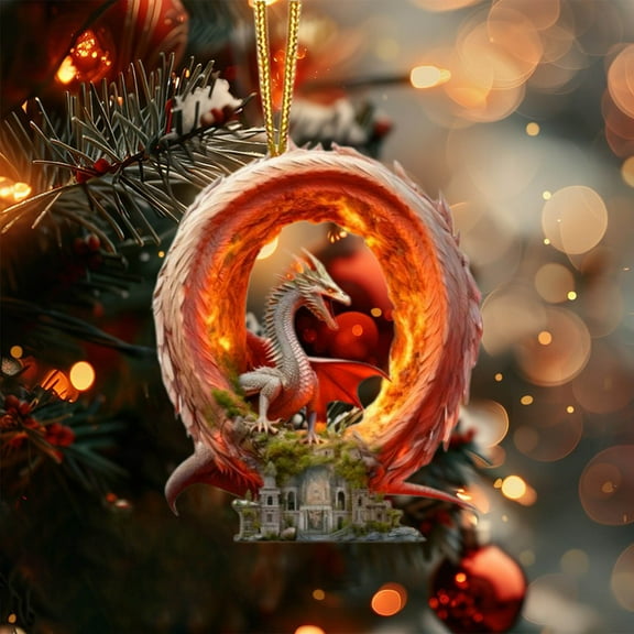 TOPRenddon Christmas Dragons 26 Letters Acrylic Ornament, Christmas Dragons Pendant Alphabet Hanging Ornament, Christmas Evil Dragons Christmas Tree Hanging Decoration for Dragons Lover Game Lover