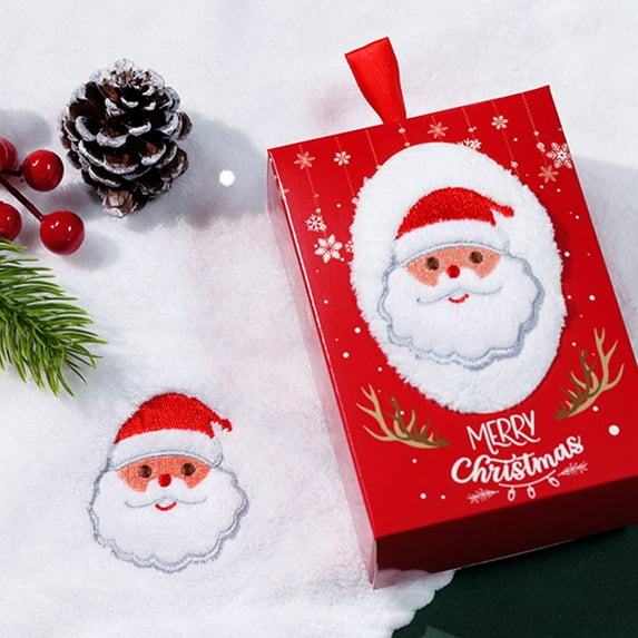 TOPRenddon Christmas Hand Towels, Christmas Trees Decorative Dish Towels, 100% Cotton Wash Basin Towels for Drying, Cleaning, Cooking & Baking, Embroidered Christmas Holiday Design Towels Gift Set