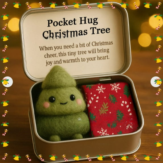 TOPRenddon Christmas Pocket Hug Gift Set, Vintage Tin Box with Soft Plush Toy, Festive Holiday Gift for Kids Adults, Decorative Storage Tin for Christmas Home Decor