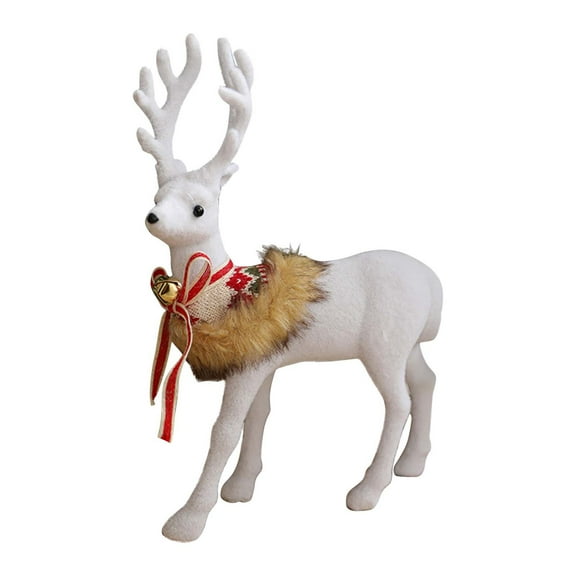 TOPRenddon Christmas Reindeer Figurines, Mini Animal Reindeer Decor Deer Statues Sculpture Tabletop Ornaments for Cabinet Mantel Shelves Fireplace Home Décor Accents Collectible Figurines