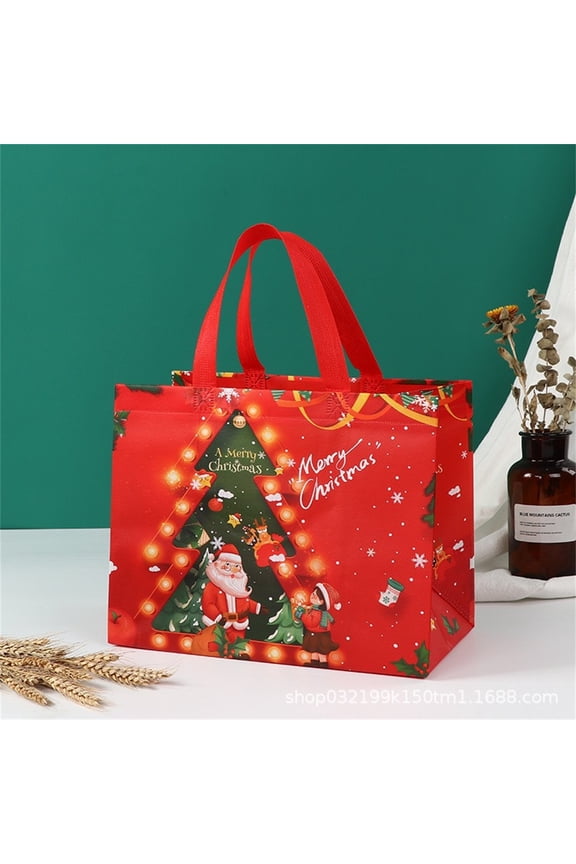 Christmas Tote Bags With Handles, Christmas Reusable Grocery Bags Multipurpose Non-woven Large Gift Bag Grocery Shopping Bags For Holiday Christmas Party