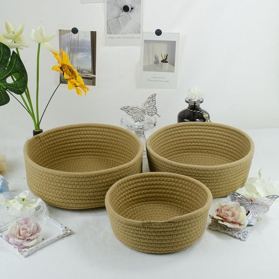 TOPRenddon Cotton Rope Storage Baskets - Handwoven Foldable Organizer for Kids’ Room, Bathroom, Holiday Gifts