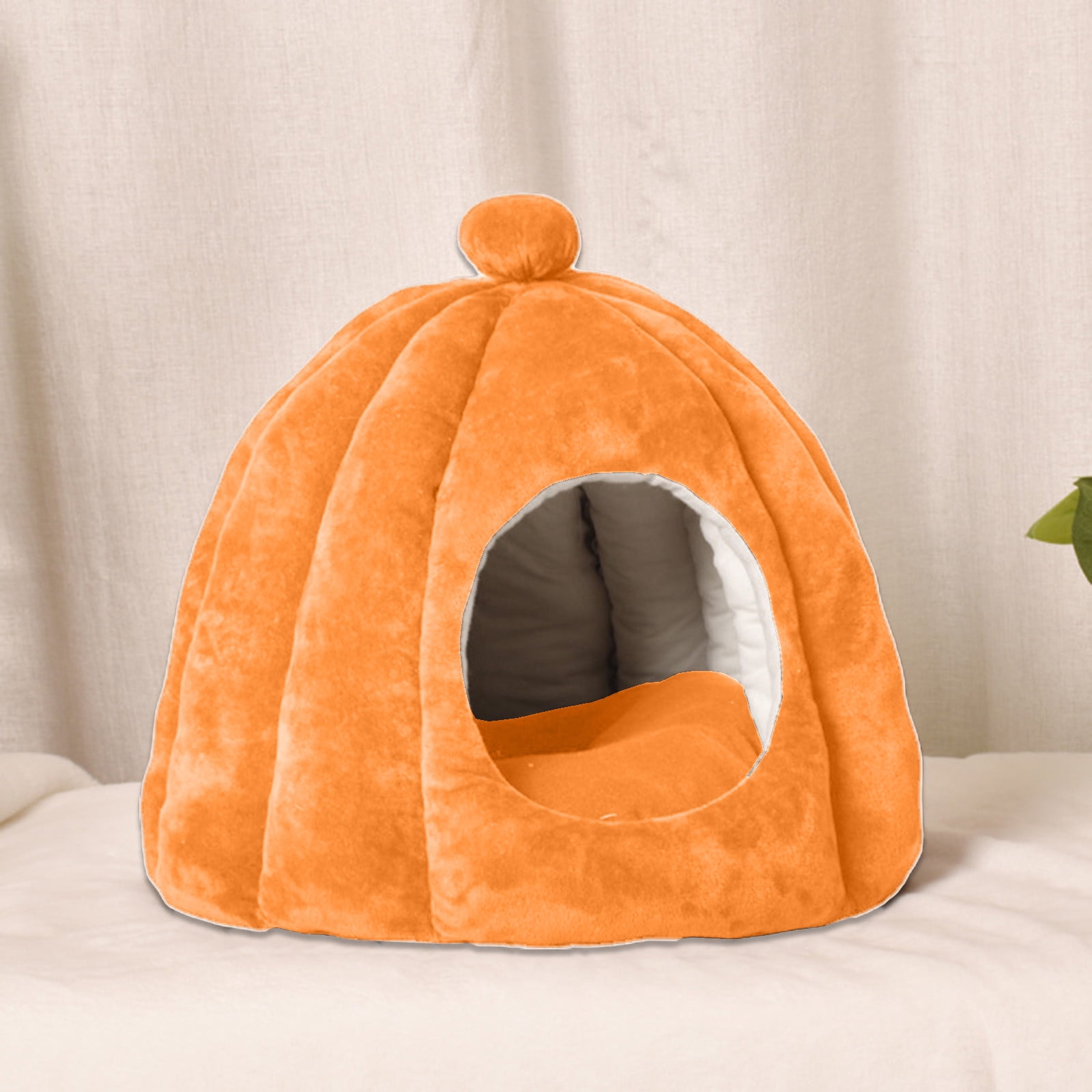 Yyuenw Small Animal Beds, Pumpkin Cat House, Cute Pumpkin Shape Cat Cave Bed Cat Tent With