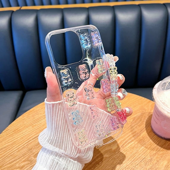 TOPRenddon Cute Clear Phone Case for iPhone 16 Pro Max, Super Kawaii Cartoon Bears, Funny Creative Soft Protective Phone Cases Cover for iPhone 16 Pro Max