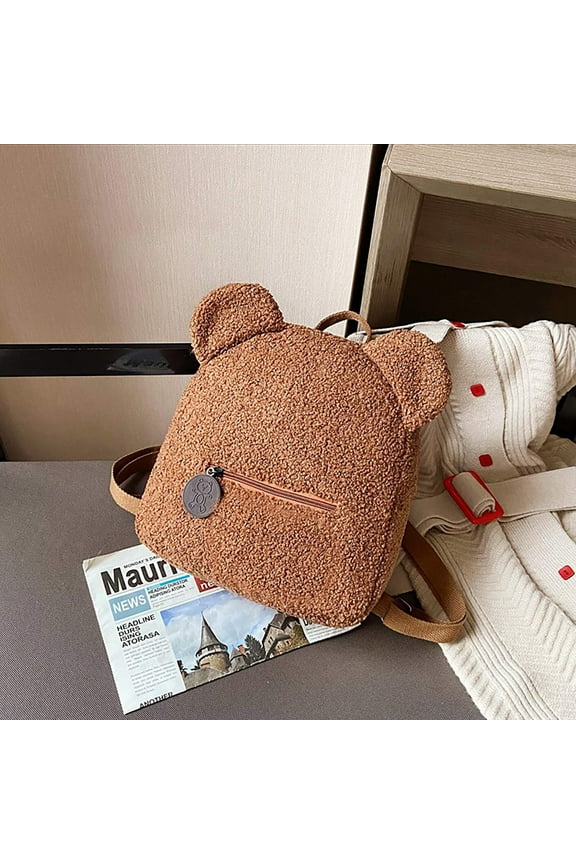 Cute Kawaii Backpack Plush Teddy Bear Bag Fuzzy Pillow for Travel and Everyday use, Soft Daycare Backpack Mini Shoulder Bag Purse Gifts