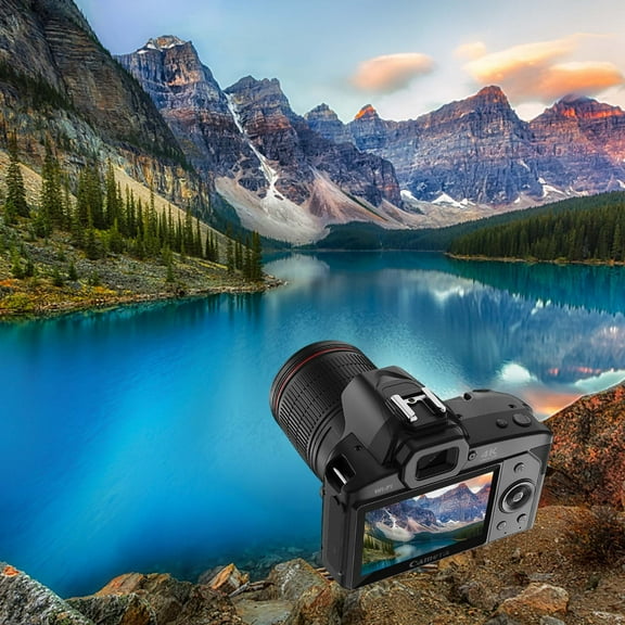 TOPRenddon Digital Camera, 4K 64MP HD Night Vision Photo 16X Digital Zoom Anti Shake, 3 .0 Inch IPS Screen Supports Connection Beauty Filters