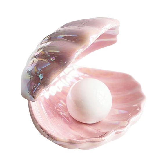 TOPRenddon Decor Bedside Table Lamp, Nightlight Bedroom Bedside Lamp Dream Pearl Ceramic Lamp Tabletop Decoration, Pearl in Shell Light Led Lamp