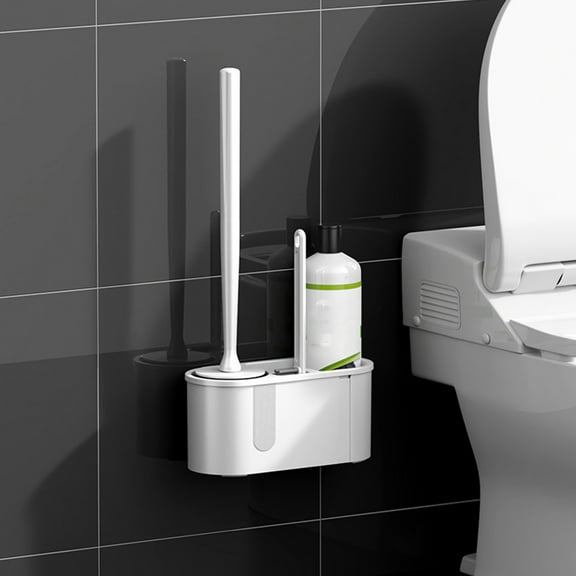 TOPRenddon Dual-Head Toilet Brush Set with Ventilated Holder – Stiff & Slit Brushes for Deep Cleaning, Hair- Bathroom Tool