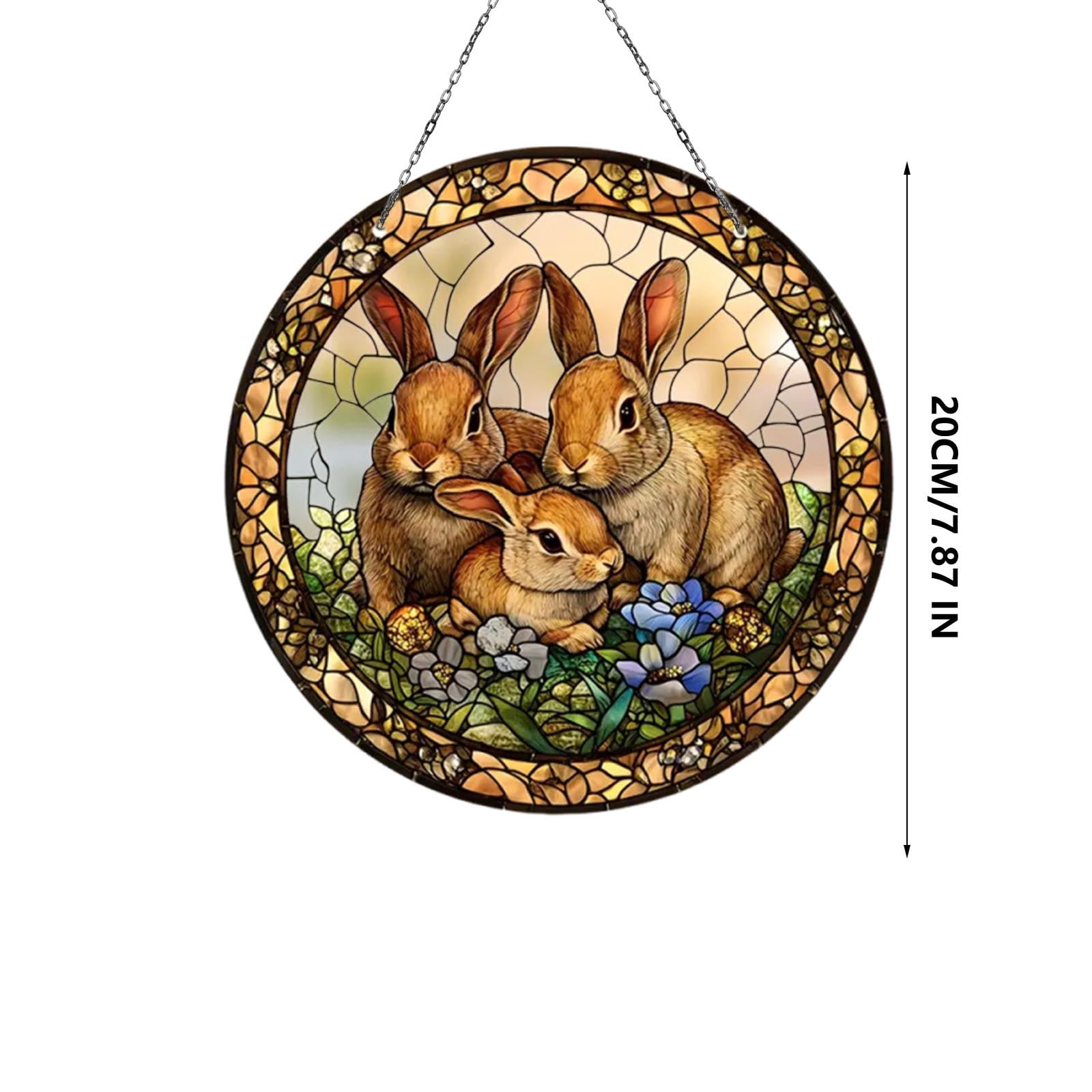 TOPRenddon Easter Bunny and Egg Stained Glass Acrylic Panel Rabbit Eggs ...