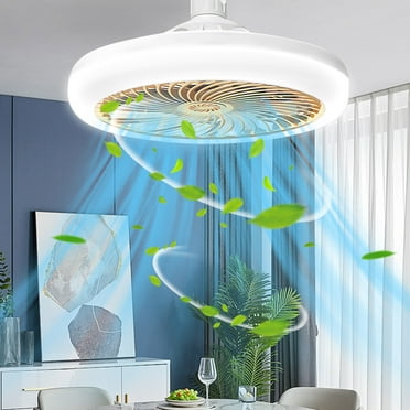 TOPRenddon Electric Ceiling Fan with Light 3 Modes E27 Lamp Head Lighting & Ceiling Fans Ceiling with Lights Energy-Saving Led Ceiling Fan Cooling Fan for Home Bedroom Fan