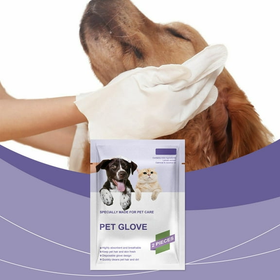 TOPRenddon Extra Thick Pet Cleaning Gloves  Rinse-Free Grooming with Aloe & Oat for Dogs/Cats, 3-Pack Hypoallergenic Wipes for Sensitive Skin & Travel