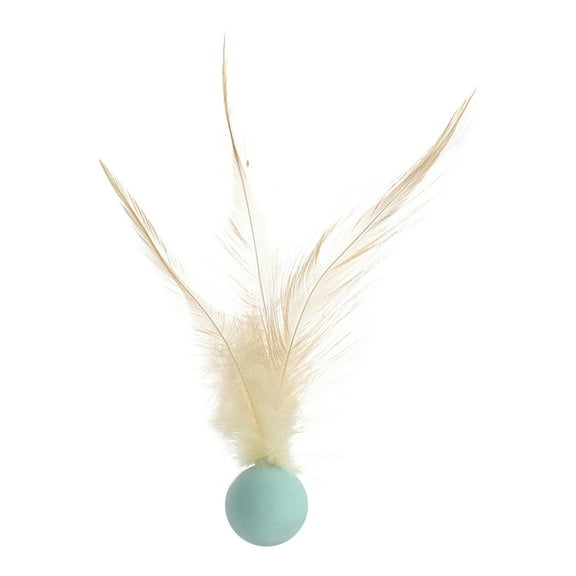 TOPRenddon Feather Elastic Bounce Ball for Cats & Dogs – Interactive Hunting Toy with Super Springy Core, Chew-Resistant Rubber, Indoor/Outdoor Play (1-Pack)