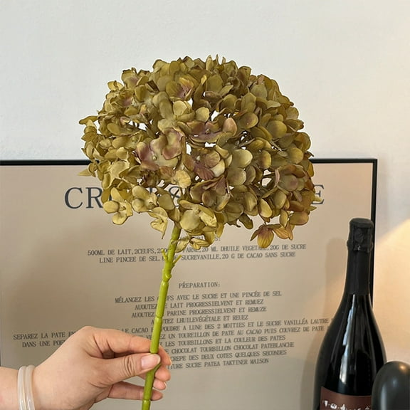 TOPRenddon Field Oil Painting Style Artificial Hydrangea Silk Flower, Single Stem Fake Hydrangea, 7.5x17.3in (19x44cm) DIY Material for Wedding Home Decoration Photo Prop