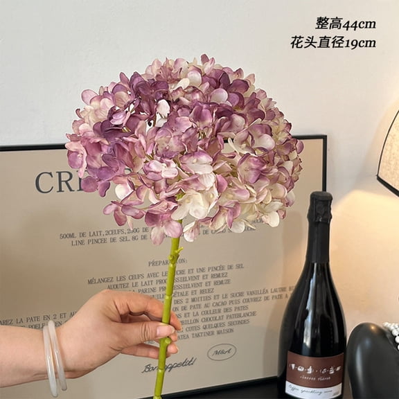 TOPRenddon Field Oil Painting Style Artificial Hydrangea Silk Flower, Single Stem Fake Hydrangea, 7.5x17.3in (19x44cm) DIY Material for Wedding Home Decoration Photo Prop