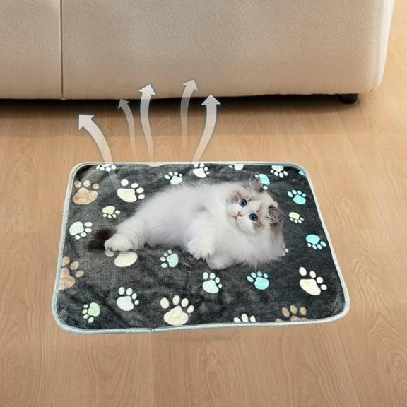 TOPRenddon Flannel Pet Blanket 40x60cm Gray - Machine Washable Portable Dog Cat Bed Mat for Small Medium Pets, All-Season Crate Kennel Sofa Protector