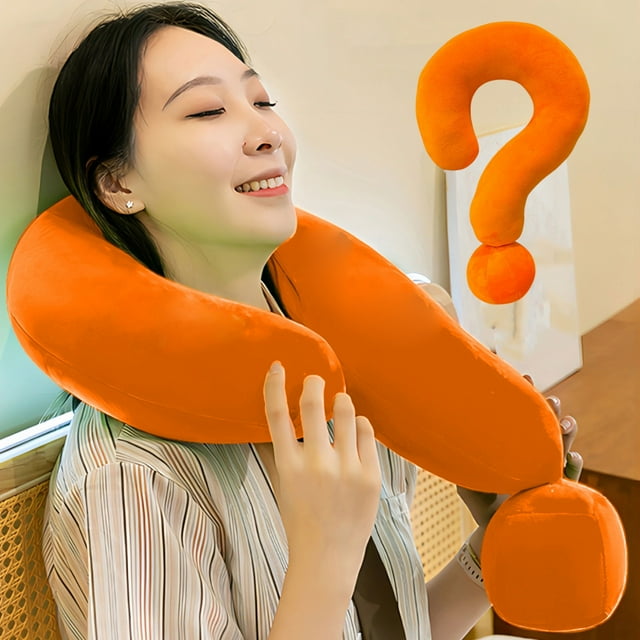 TOPRenddon Flock Question Mark Pillow – Ergonomic Office Nap & Car Travel Neck Support Pillow for Adults/Kids (Eco-Friendly Gift-Ready)