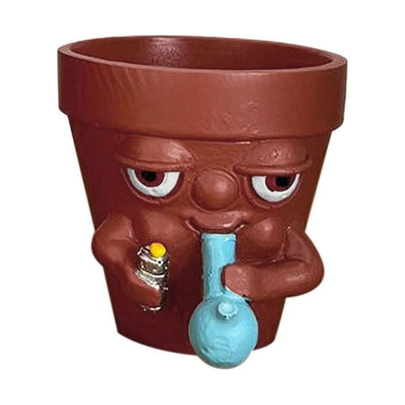 TOPRenddon Funny Smoking Planter Pot, Flower Pots Outdoor Garden Planters Resin Succulent Pots Planter Bonsai Plant Holder，Funny Planter, Pot Planter For Succulents, Funny Succulent Pot