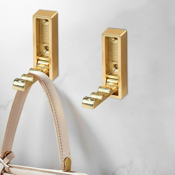 TOPRenddon Foldable Wall Hooks Heavy Duty - Retractable Hideaway Hooks for Bathroom, Kitchen, Entryway (No-Drill Mount)