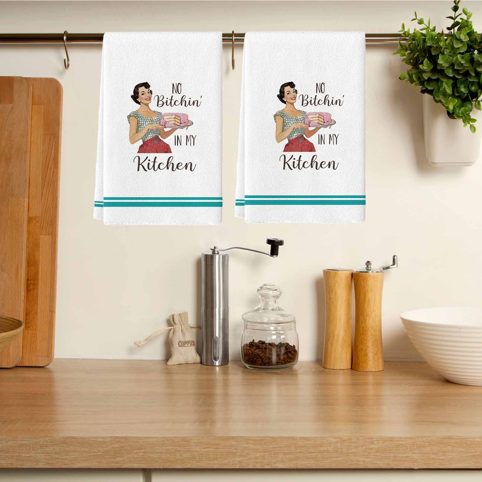 Funny Kitchen Dish Towel - 'Nanny's Kitchen Tasters Welcome' Waffle Weave Dish Cloth For Gifts & Decor