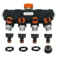 thumbnail image 1 of TOPRenddon Garden Hose Splitter 4 Way, Heavy Duty Water Hose Connector 3/4", Water Hose Manifold, Faucet Adapter with Comfortable Rubberized Grip for Drip Irrigation, Lawns, 1 of 5