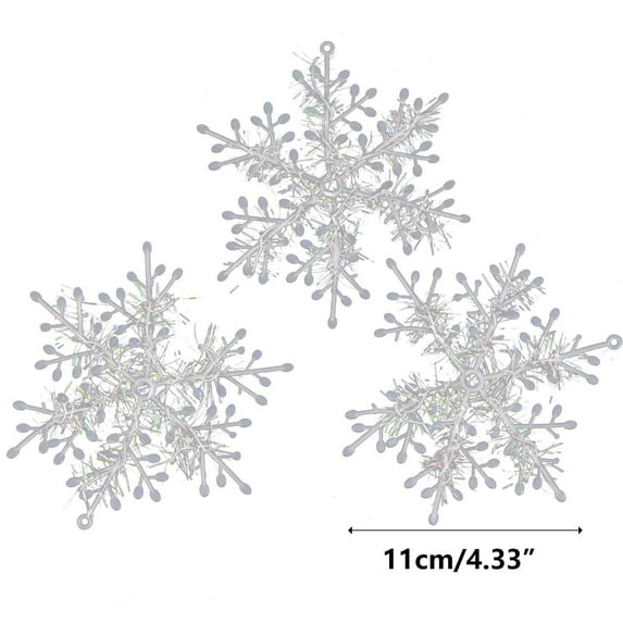 TOPRenddon Glitter Snowflake Garland - 3-Pack Christmas Tree Decorations with 6-30cm White Hanging Pendants for Indoor/Outdoor Holiday Party Decor