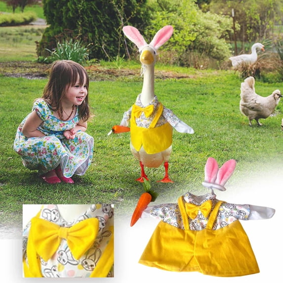 TOPRenddon Goose Outfit Set with Dress and Hat for 23-Inch Lawn Geese Statue, Patio Garden Decoration, Outdoor Easter Decor for Porch and Yard
